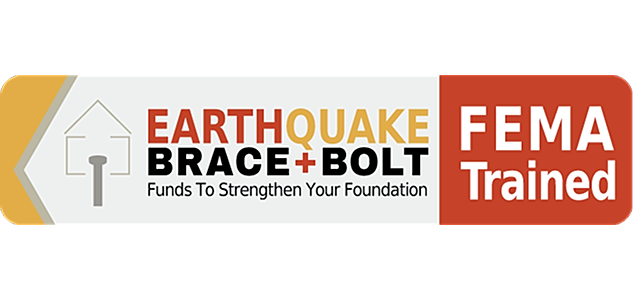 Earthquake brace and bolt program logo.