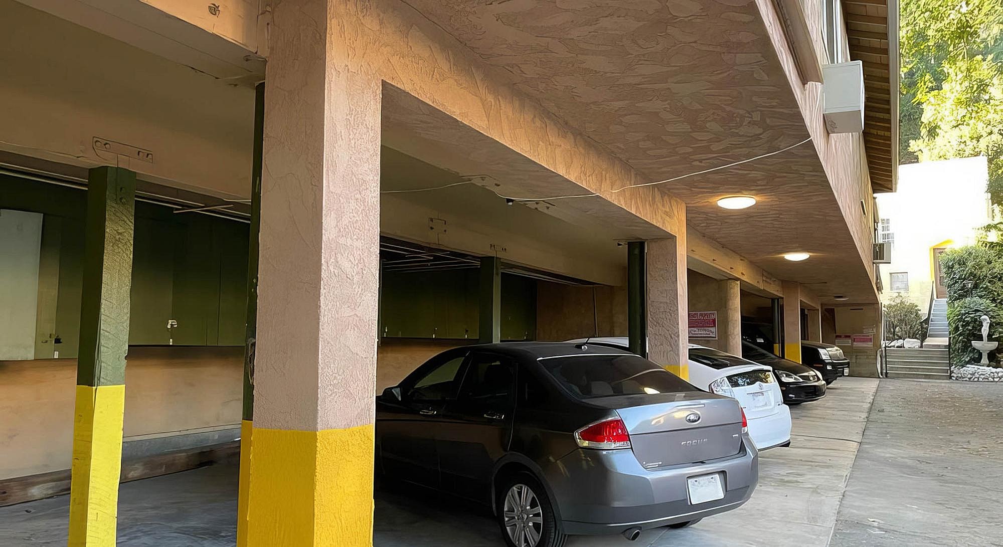 Foundation and supports of a building structure.